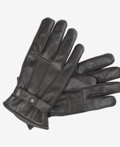 Black Barbour Insulated Burnished Leather Gloves | MIW-314209