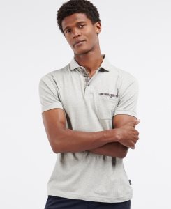 Grey Marl Stone Barbour Corpatch Polo Shirt | LTZ-085639