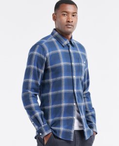 Navy Barbour Chester Tailored Shirt | DYK-740619