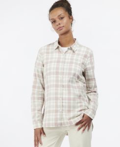 Pastel Pink Check Barbour Newbury Shirt | WQA-691578