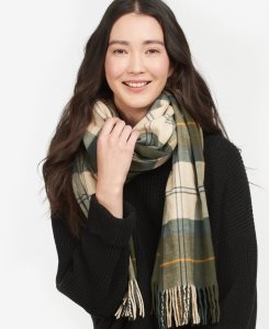 Red Pink Barbour Hailes Tartan Scarf | HXQ-694327