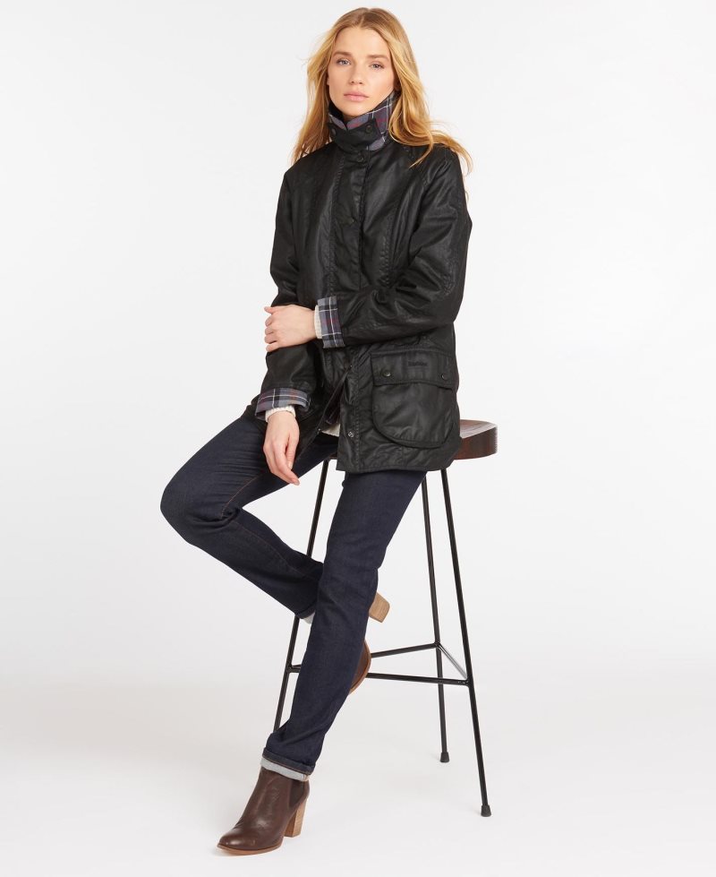 Black Barbour Beadnell? Wax Jacket | RAV-807156