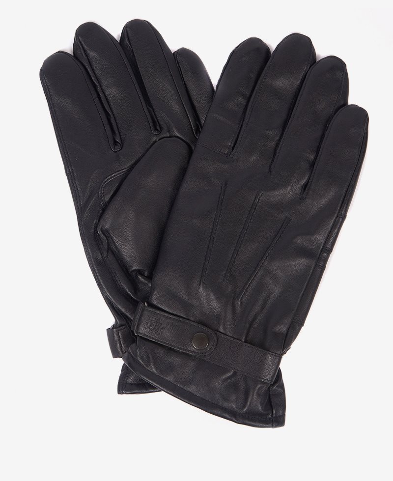 Black Barbour Insulated Burnished Leather Gloves | MDR-403176