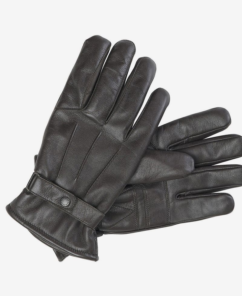 Black Barbour Insulated Burnished Leather Gloves | MIW-314209