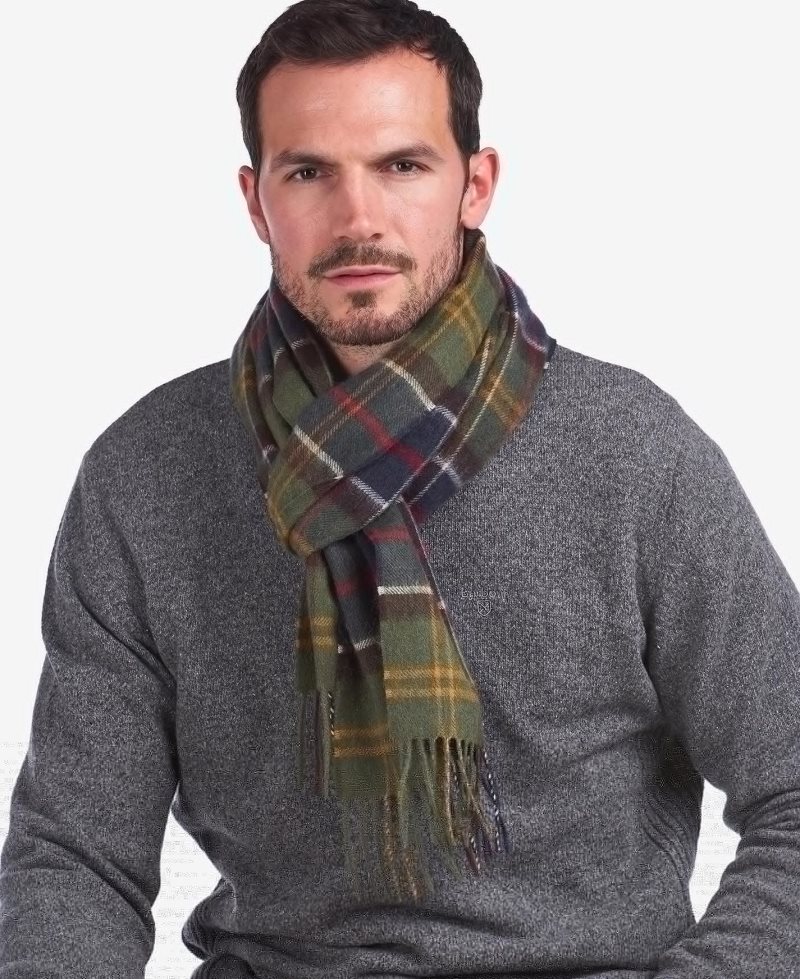 Black Grey Tartan Barbour Schal Wolle Kaschmir Tartan | KUS-829051