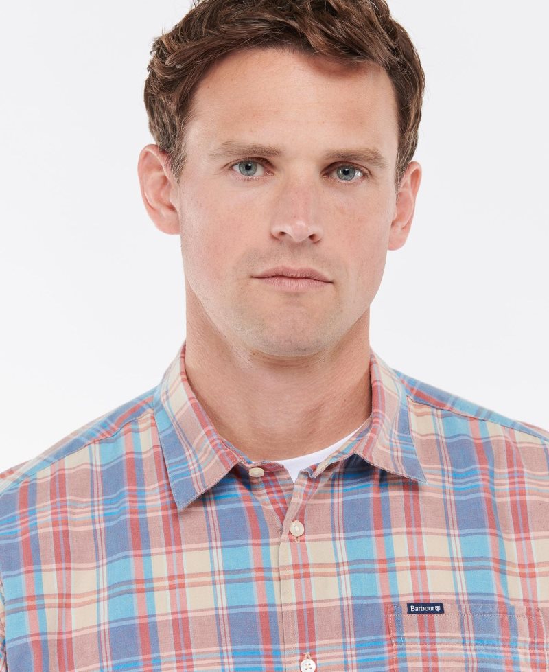 Blue Barbour Langstone Short Sleeve Summer Shirt | JGD-832597