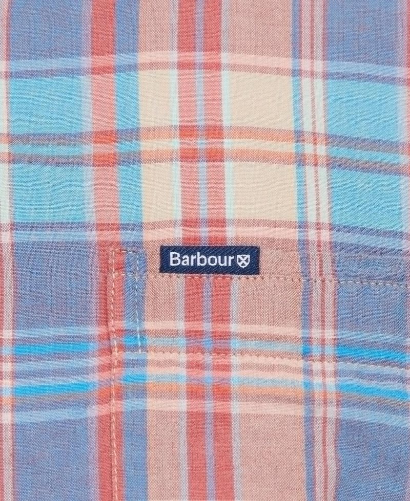 Blue Barbour Langstone Short Sleeve Summer Shirt | JGD-832597