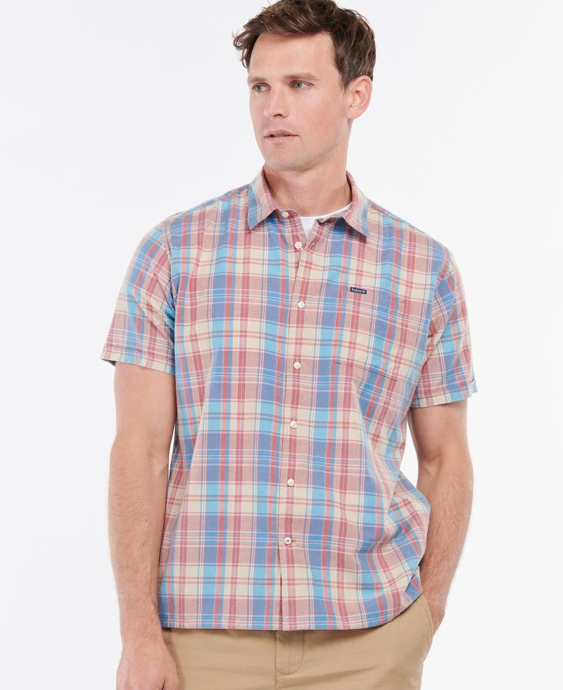 Blue Barbour Langstone Short Sleeve Summer Shirt | JGD-832597