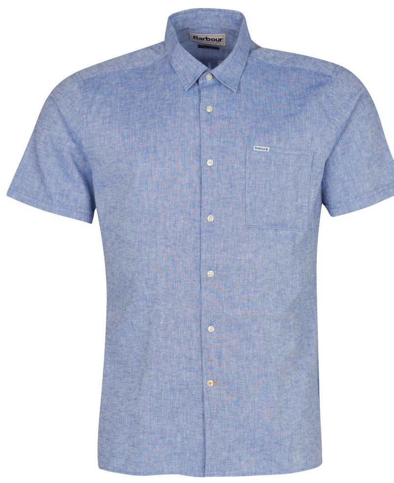 Blue Barbour Nelson Short Sleeve Summer Shirt | UOW-197842