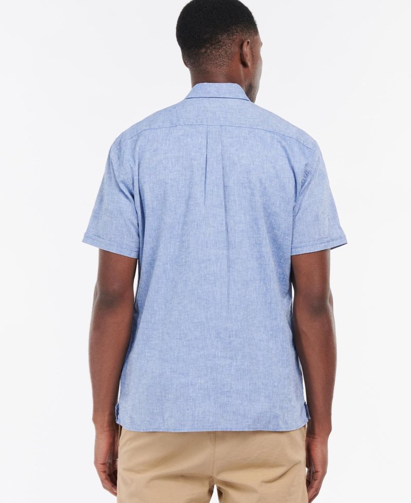 Blue Barbour Nelson Short Sleeve Summer Shirt | UOW-197842