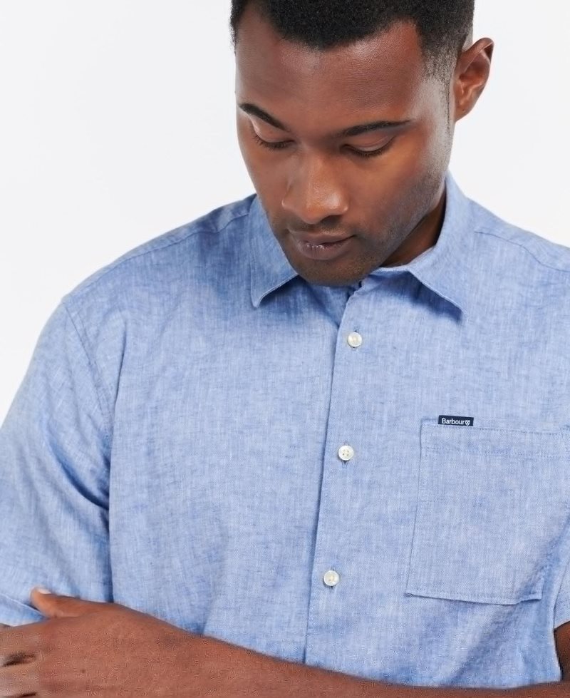 Blue Barbour Nelson Short Sleeve Summer Shirt | UOW-197842