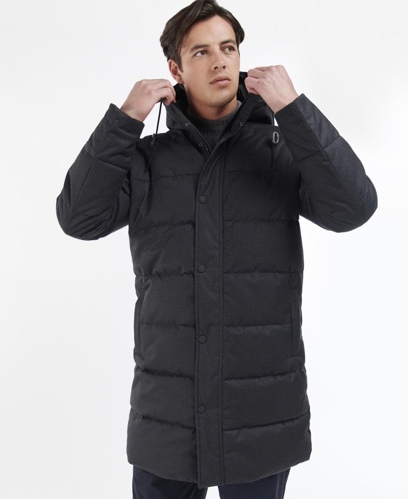 Charcoal Check Barbour Hoxley Baffle Quilted Jacket | VFJ-569723