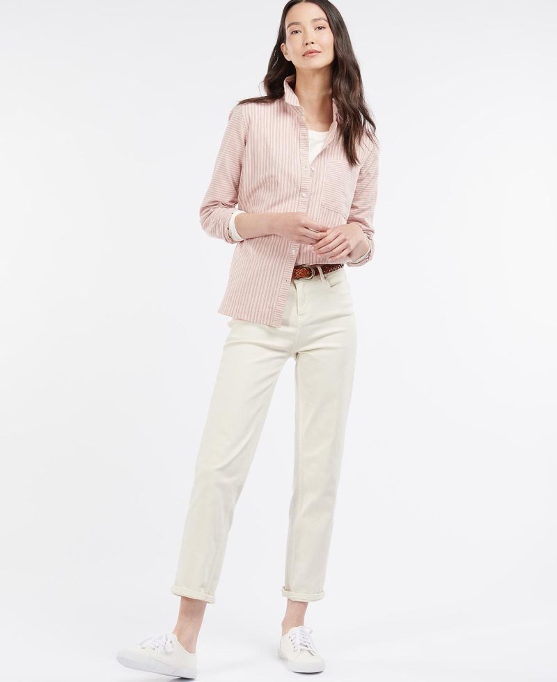 Cloud Rose Blush Barbour Longshore Shirt | KIF-765240