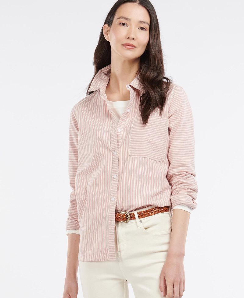 Cloud Rose Blush Barbour Longshore Shirt | KIF-765240