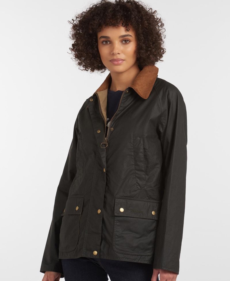 Dark Olive Barbour Lightweight Acorn Wax Jacket | TYA-946721