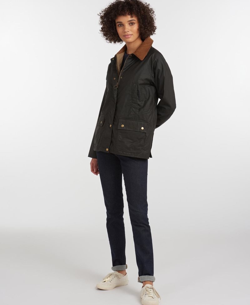 Dark Olive Barbour Lightweight Acorn Wax Jacket | TYA-946721