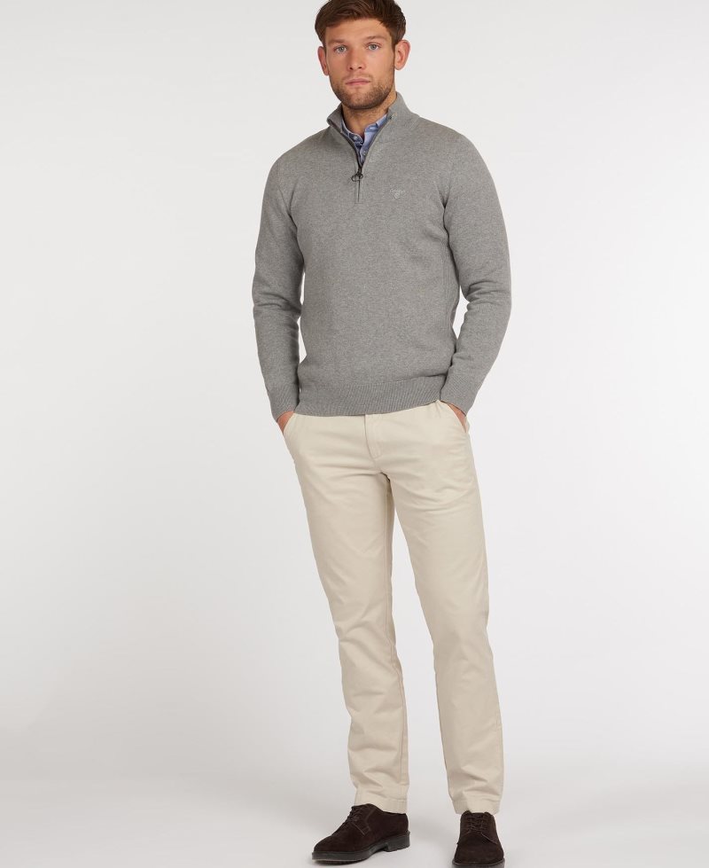 Grey Marl Barbour Cotton Half Zip Sweater | AHI-250163