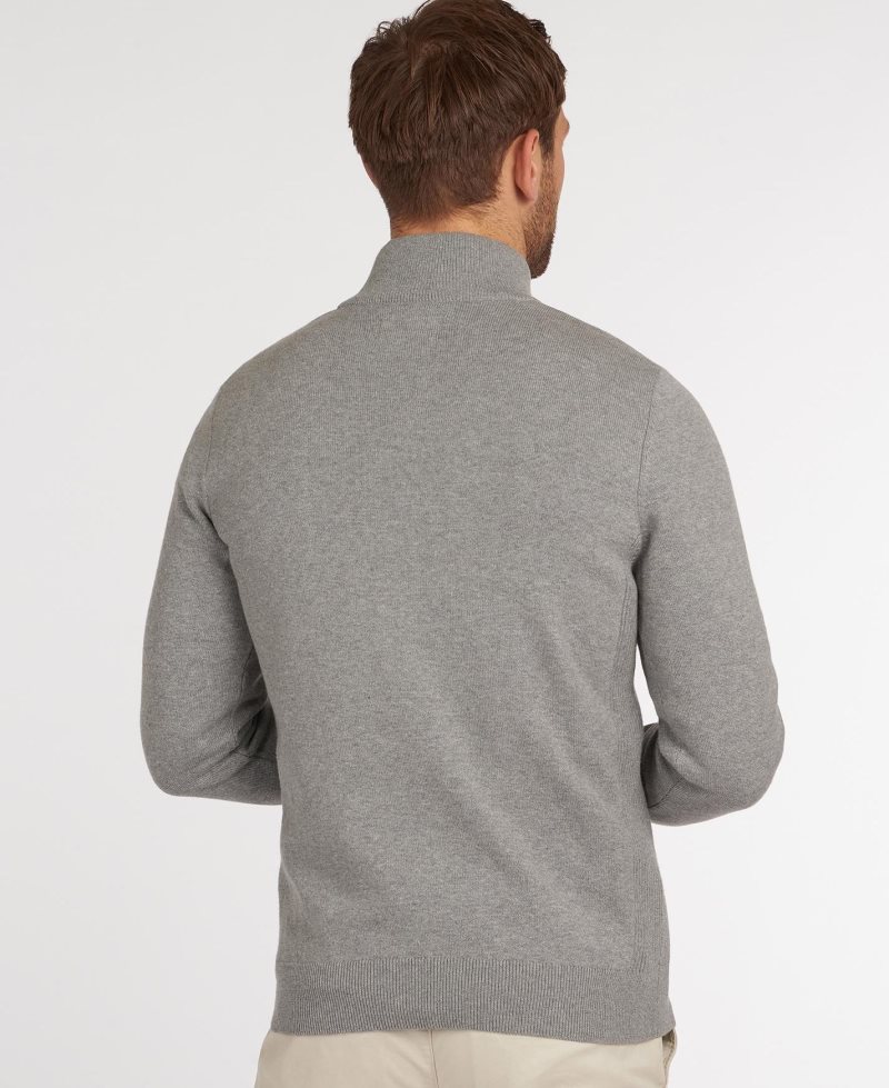 Grey Marl Barbour Cotton Half Zip Sweater | AHI-250163