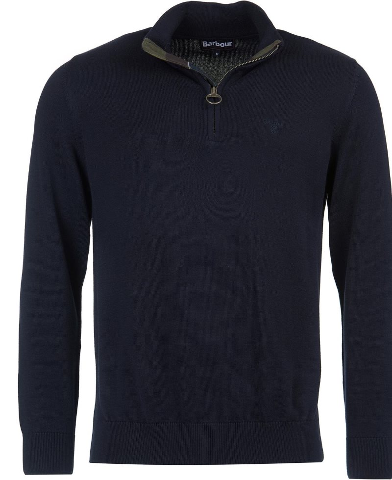 Grey Marl Barbour Cotton Half Zip Sweater | WXI-024961