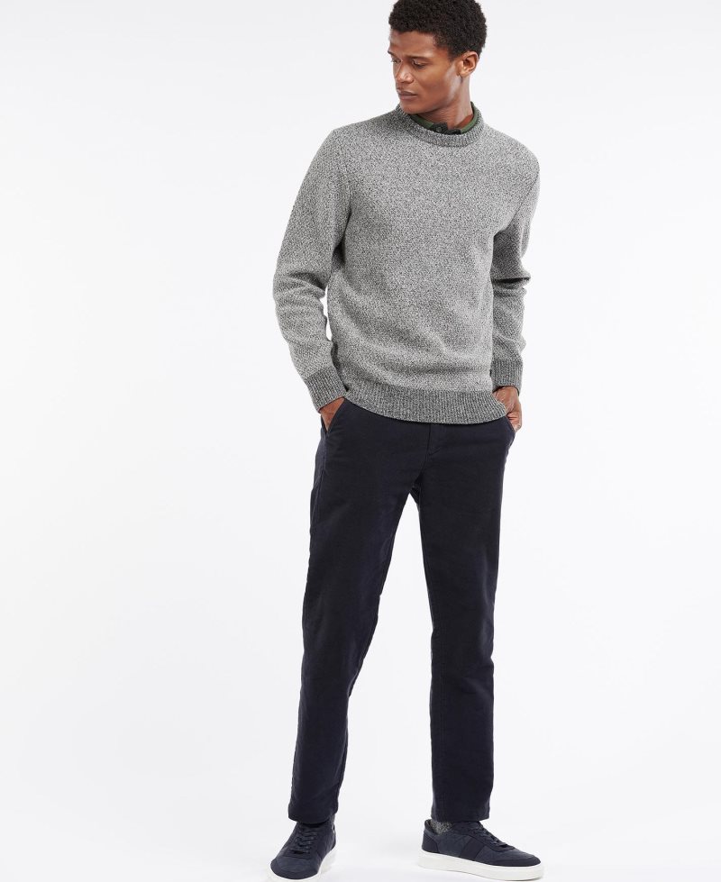 Grey Marl Barbour Harrison Knitted Crew Jumper | HCD-395712