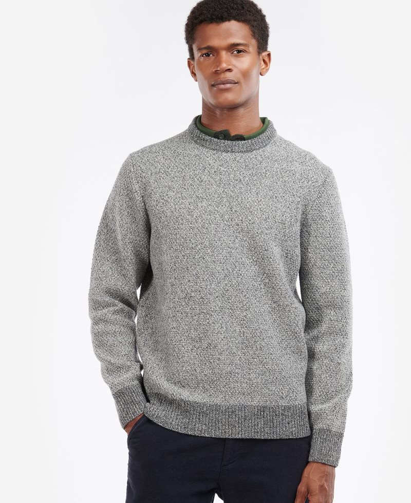 Grey Marl Barbour Harrison Knitted Crew Jumper | HCD-395712