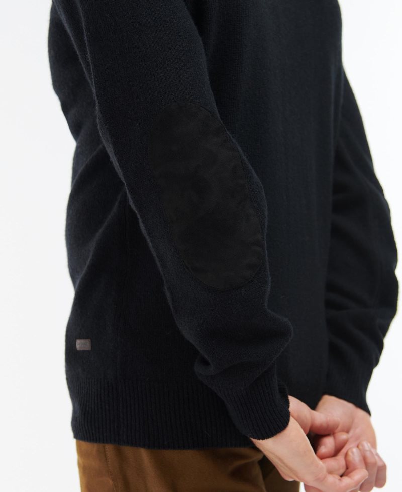 Inky Blue Barbour Essential Elbow Patch Sweatshirt | FKU-241875