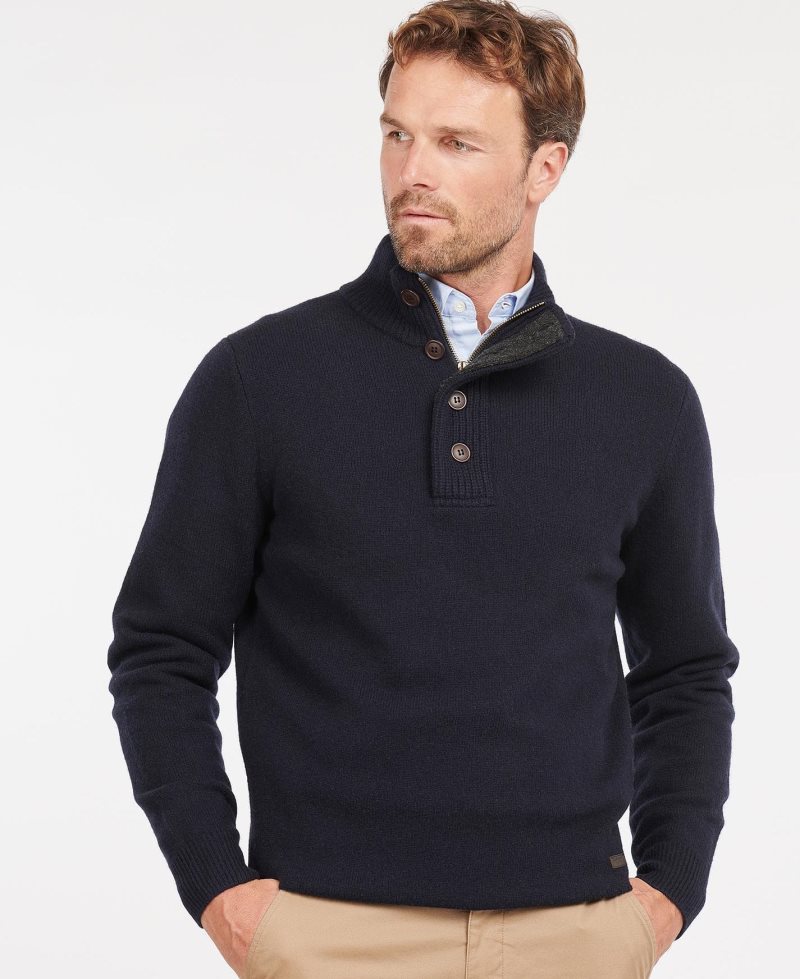 Inky Blue Barbour Patch Half Zip Sweater | RYD-754836