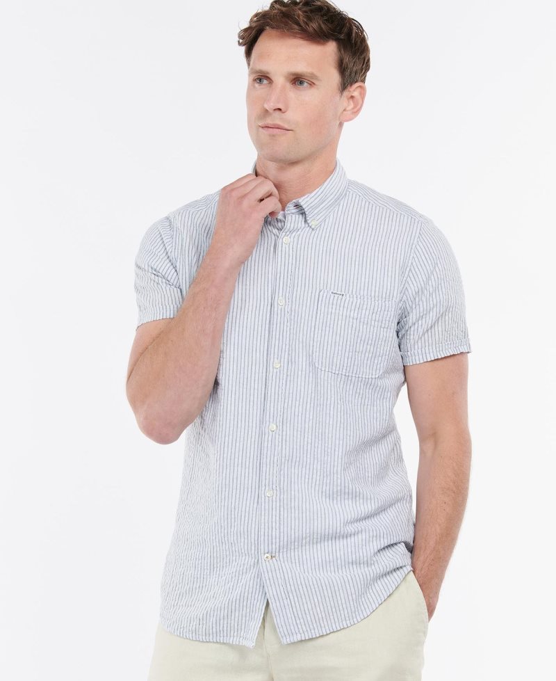 Inky Blue Barbour Stanton Short Sleeve Tailored Shirt | DZK-089742