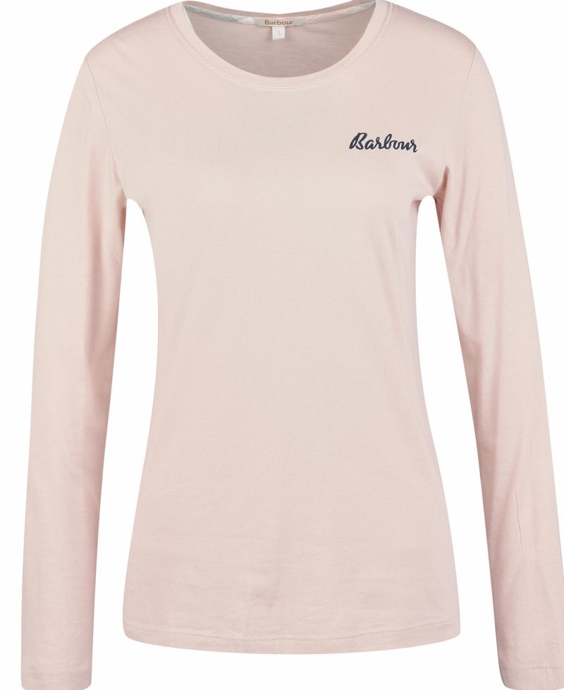 Lt Pink Barbour Long Sleeve Edie T-Shirt | PLO-928743