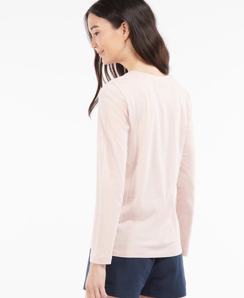 Lt Pink Barbour Long Sleeve Edie T-Shirt | PLO-928743