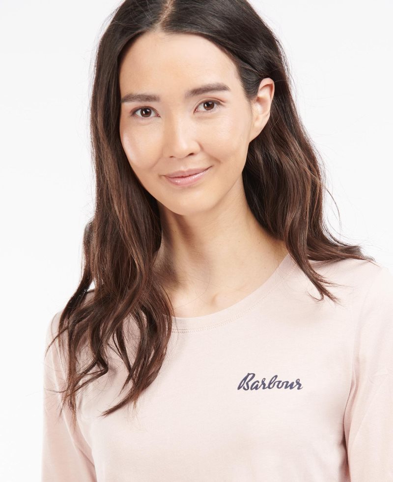 Lt Pink Barbour Long Sleeve Edie T-Shirt | PLO-928743