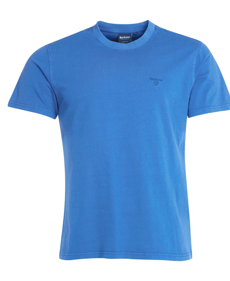 Marine Blue Barbour Garment Dyed T-Shirt | CHJ-584960