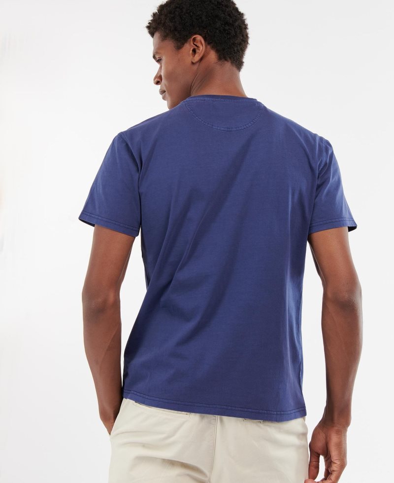 Marine Blue Barbour Garment Dyed T-Shirt | MFT-706294