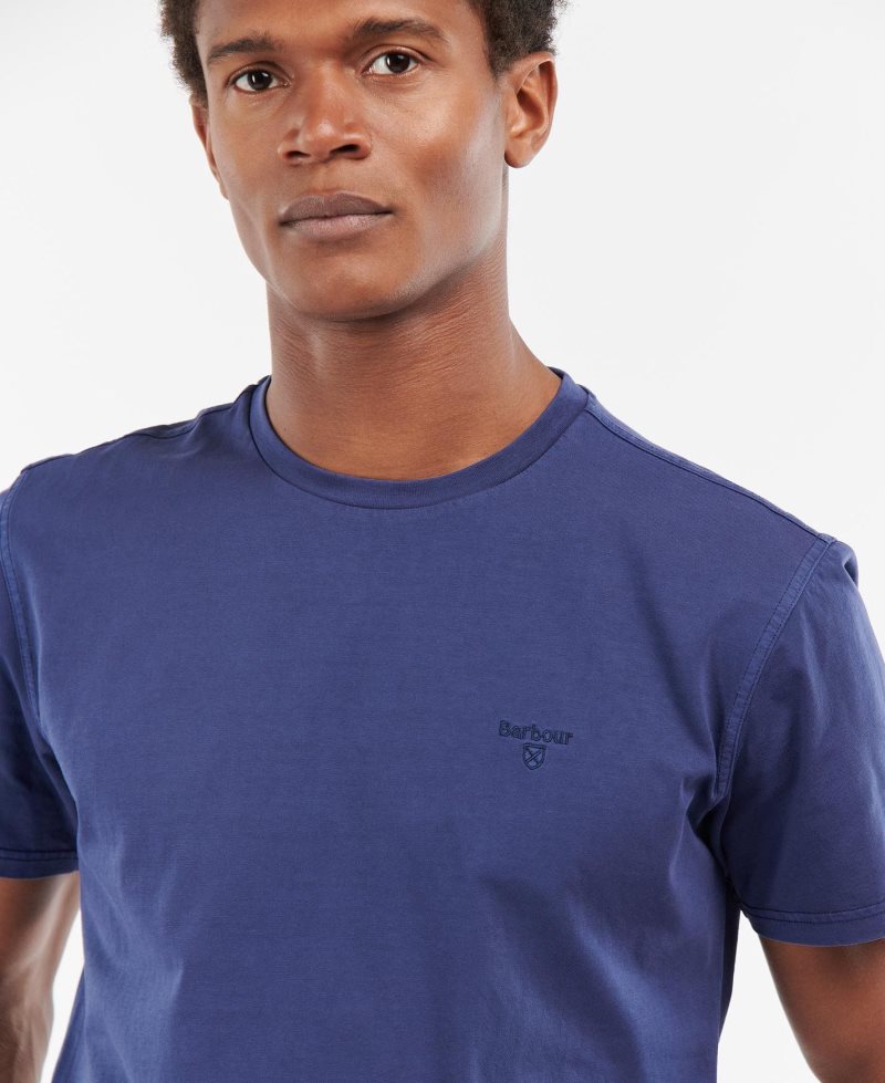 Marine Blue Barbour Garment Dyed T-Shirt | MFT-706294