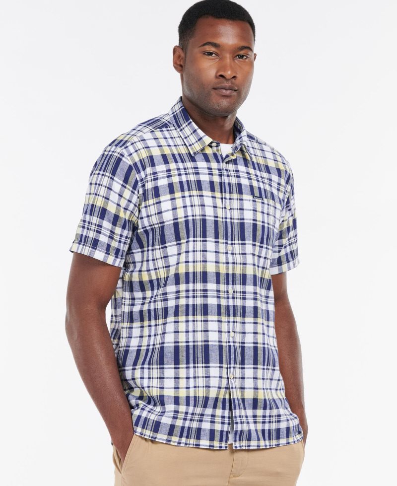 Navy Barbour Bodmin Short Sleeve Summer Shirt | YEQ-436092