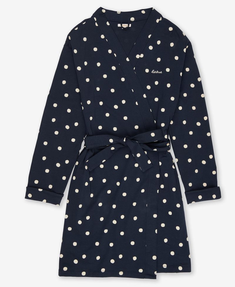 Navy Barbour Dotty Robe | MNQ-308169