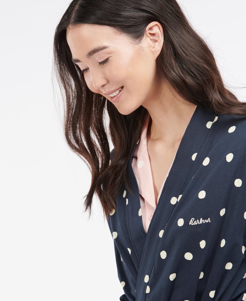 Navy Barbour Dotty Robe | MNQ-308169