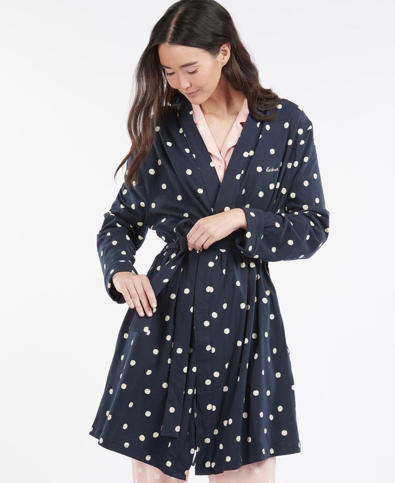 Navy Barbour Dotty Robe | MNQ-308169