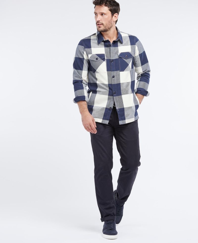 Navy Barbour Essential Check Overshirt | WOE-460758