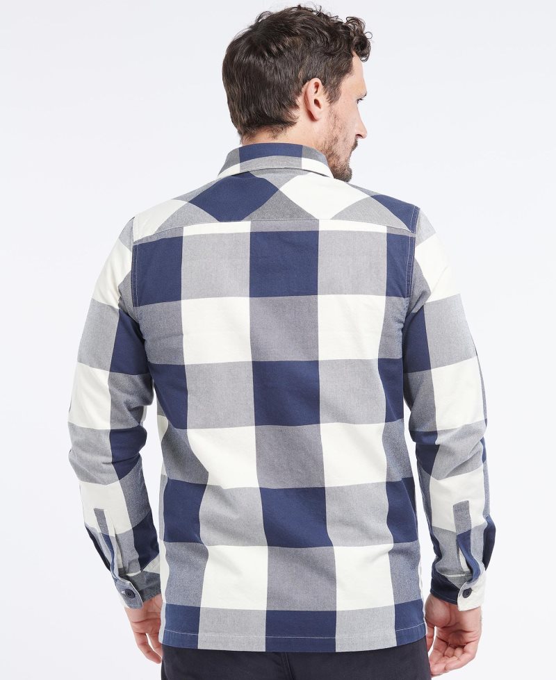 Navy Barbour Essential Check Overshirt | WOE-460758