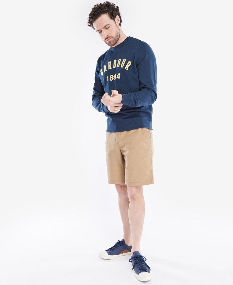 Navy Barbour John Crew Sweatshirt | EAC-560938