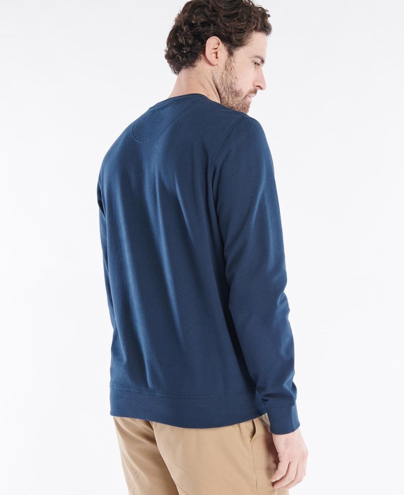 Navy Barbour John Crew Sweatshirt | EAC-560938