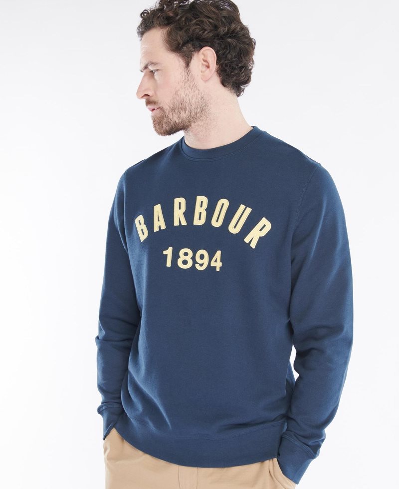 Navy Barbour John Crew Sweatshirt | EAC-560938