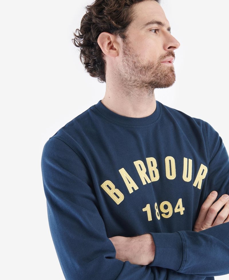 Navy Barbour John Crew Sweatshirt | EAC-560938