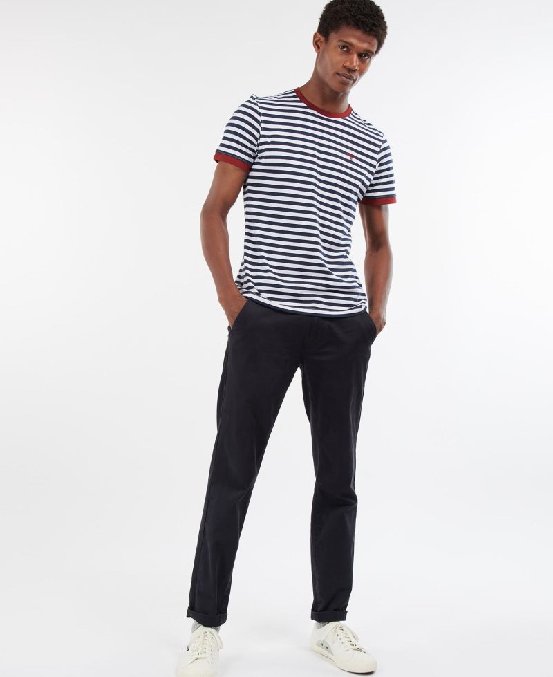 Navy Barbour Quay Stripe T-Shirt | PLU-375904