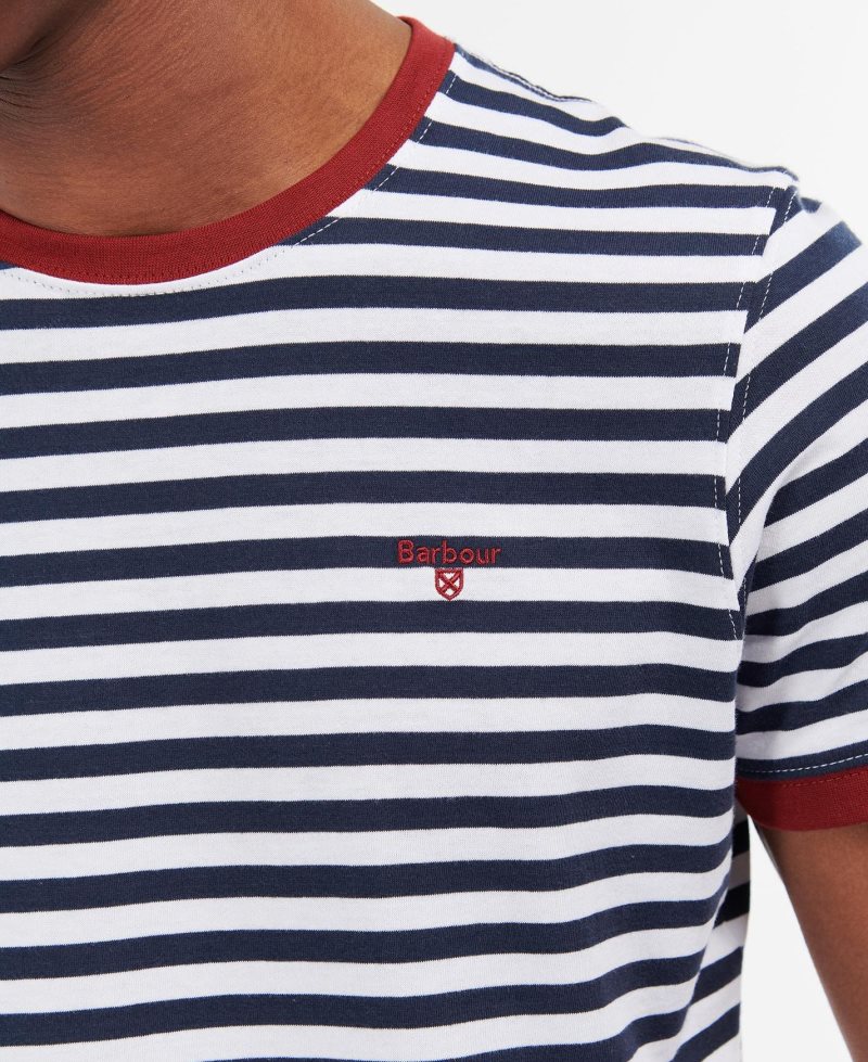 Navy Barbour Quay Stripe T-Shirt | PLU-375904