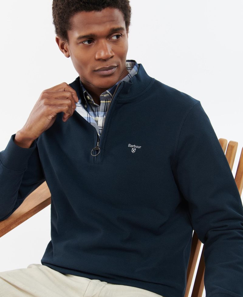 Navy Barbour Rigg Half Zip | QAB-604579