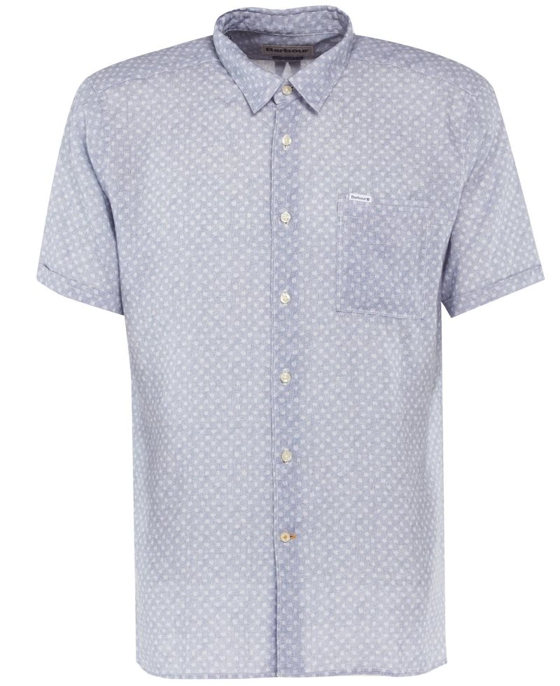 Navy Barbour Spot Summer Fit Shirt | LAU-302476