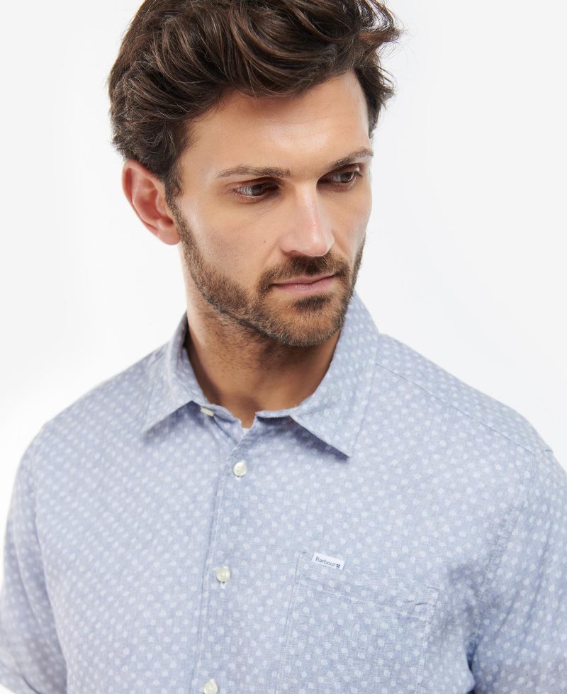 Navy Barbour Spot Summer Fit Shirt | LAU-302476