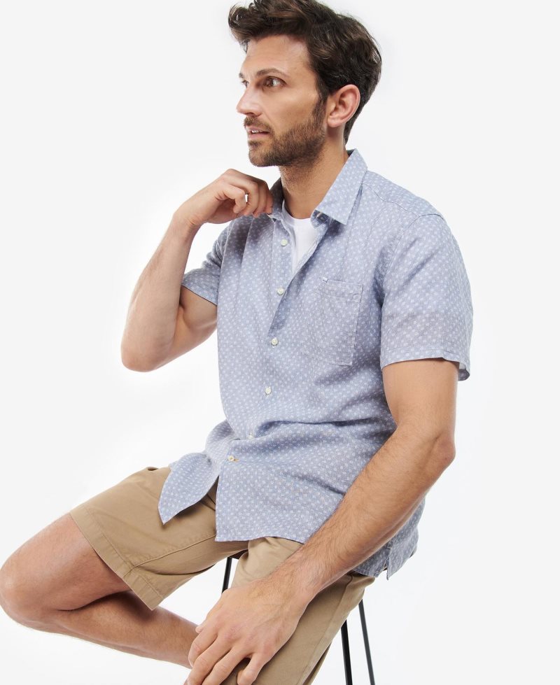 Navy Barbour Spot Summer Fit Shirt | LAU-302476